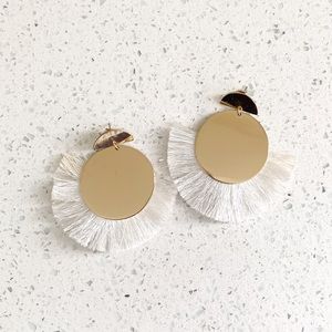gold & white tassel earrings